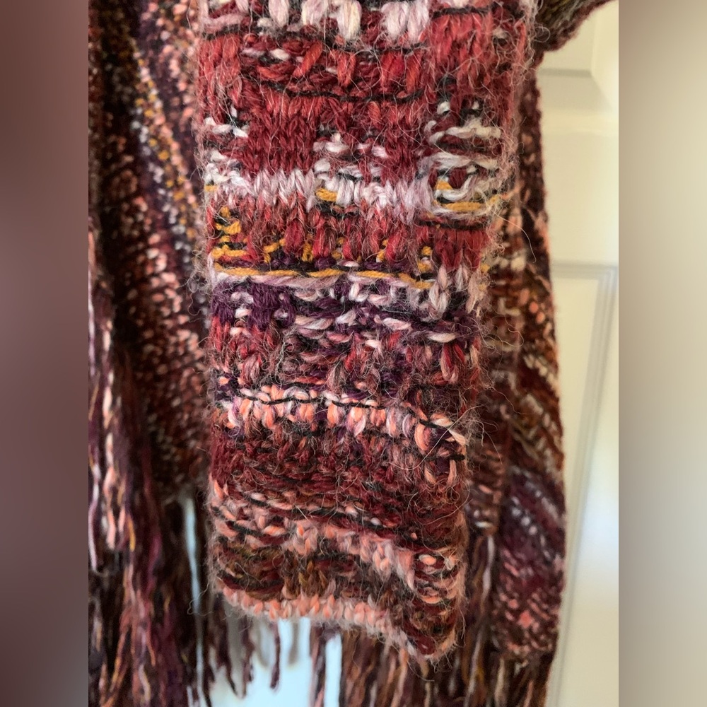 Free People Birkenstock Fringe Knit Alpaca and Wool Drape Cardigan M Boho Indie - Picture 7 of 8